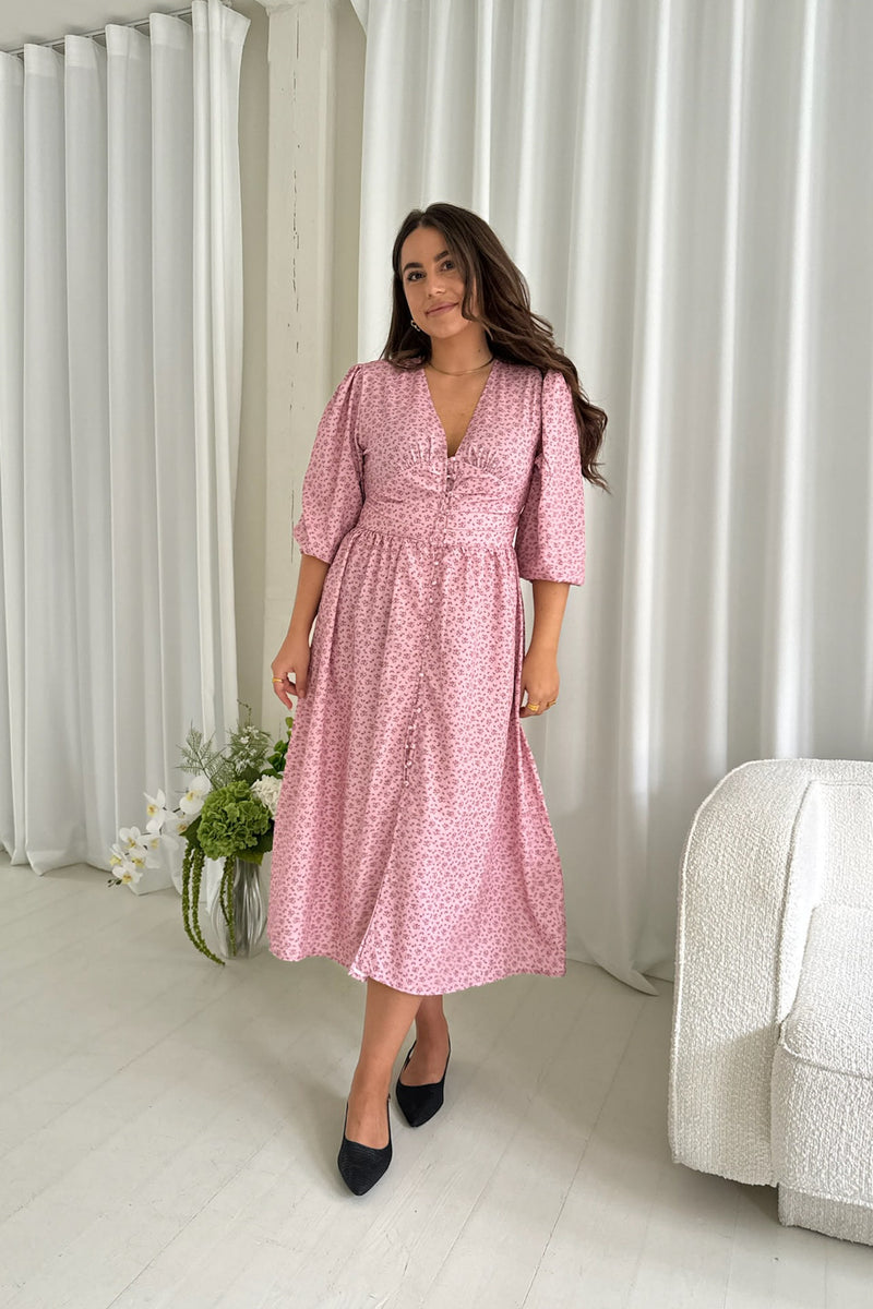 BYIC - Adelic Long Dress - abfp Abstract Blue Flower Print