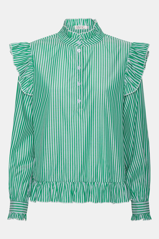 NunaIC Skjorte - Grøn Hvid Stribet