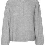 VMMili LS Zipper Pullover - Light Grey Melange