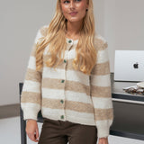 IdunIC Cardigan - Beige White Stripes