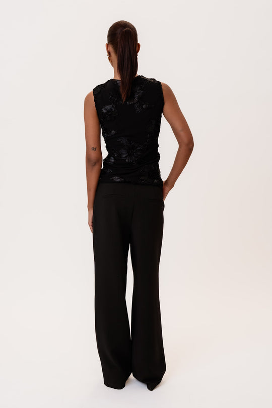 MiraIC Mesh Top (Forudbestilling lev. uge 43) - Sort Blomst