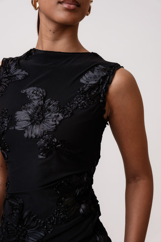 MiraIC Mesh Top (Forudbestilling lev. uge 43) - Sort Blomst