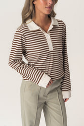 CarlyIC Polo - Brun Stribet