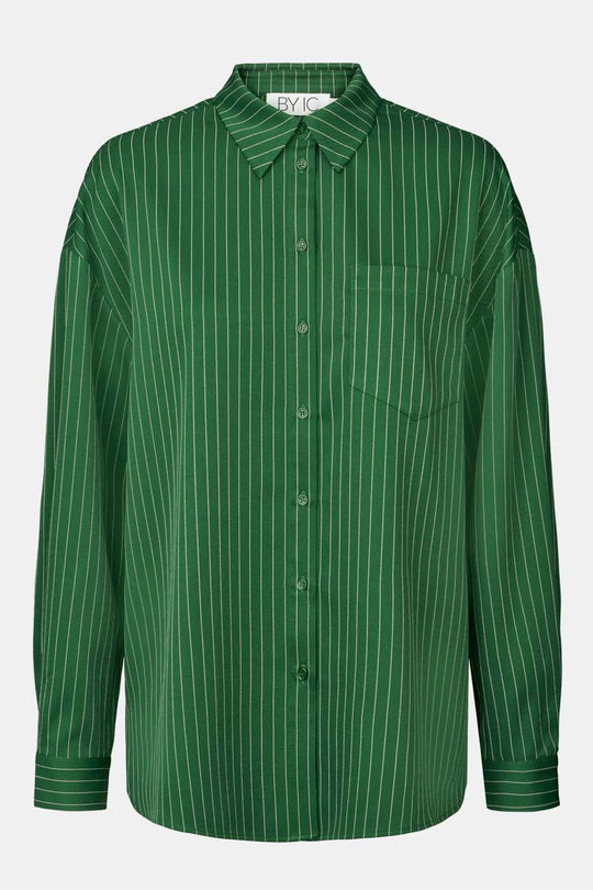 LivaIC Skjorte - Mørkegrøn Hvid Stribet