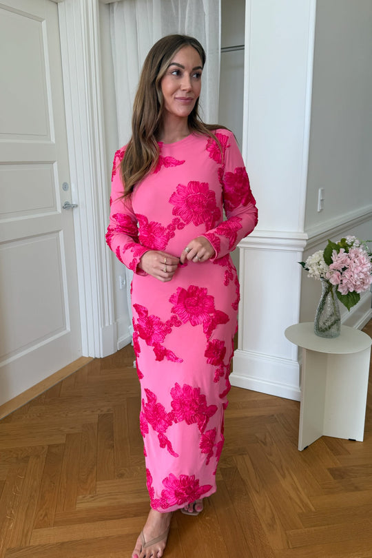 EliseIC Mesh Kjole (Forudbestilling lev. uge 23) - Pink Blomst