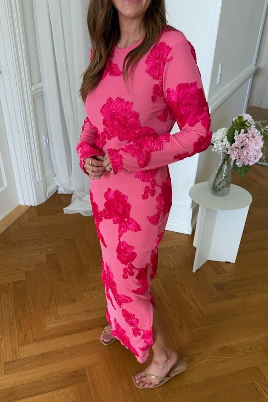 EliseIC Mesh Kjole (Forudbestilling lev. uge 23) - Pink Blomst