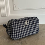 EmilieIC Mini Cosmetic Bag - Navy Checks