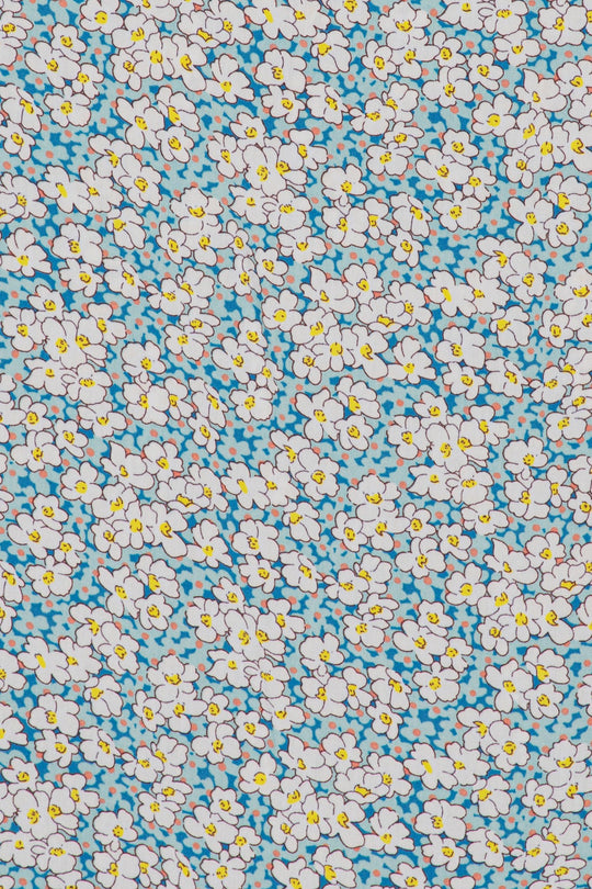 MilleIC Lang Kjole - Blå Blomsterprint