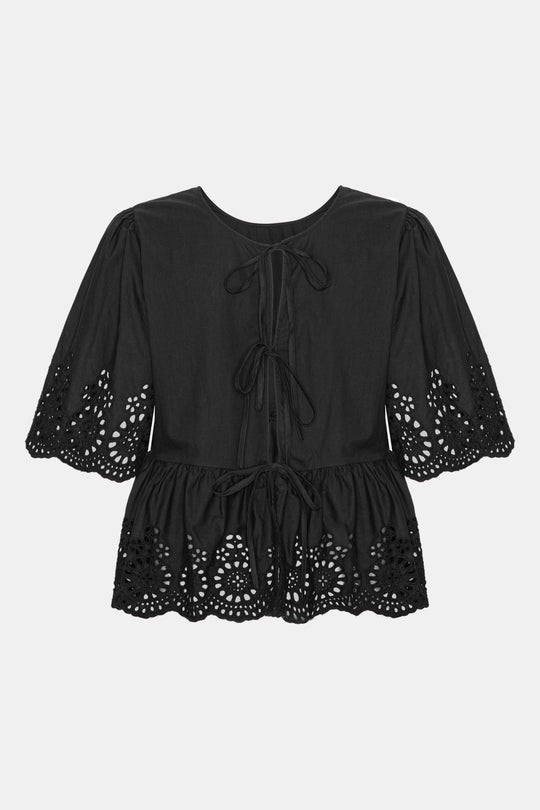 LulaIC Top - Sort Broderi