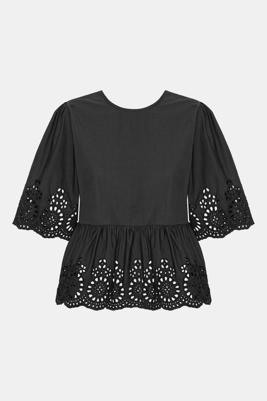 LulaIC Top - Sort Broderi