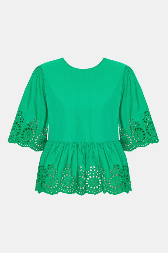 LulaIC Top - Grøn Broderi