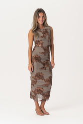 MiraIC Mesh Kjole - Brun Blomst