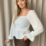 ONLNova Lux LS Rochelle Top Solid - Cloud Dancer