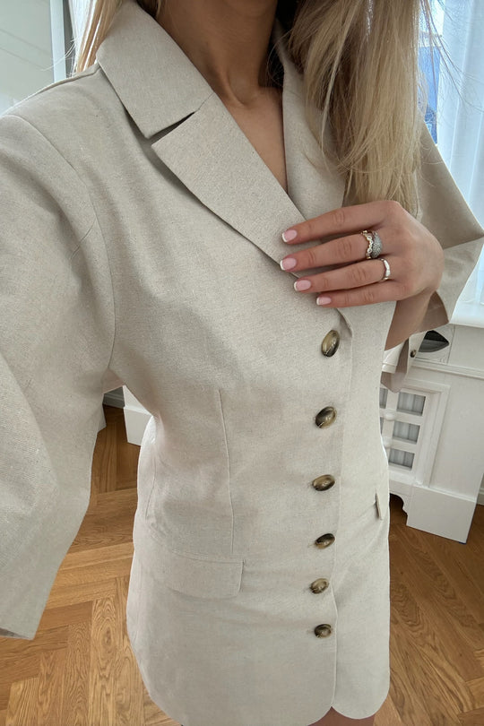 SelmaIC Blazer Kjole - Beige Hør