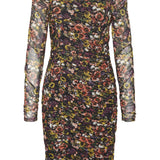 NMJudith LS Mesh Ruching Dress - Black Sunflower