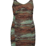 NMLesley LS Rouching Dress - Pinecone