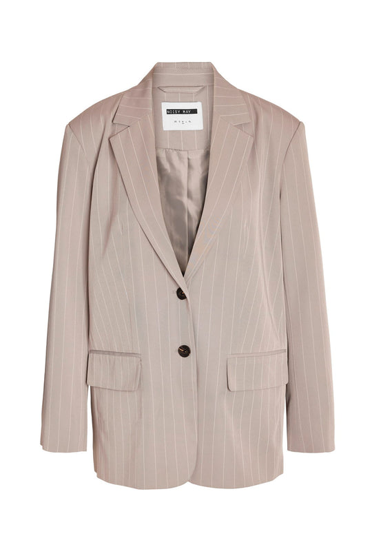NMVera Oversized Blazer - Lysegrå Hvid Stribet