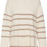 VMSaba LS Oneck Stripe Pullover - Birch With Silver Mink