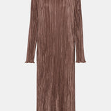 KellyIC Long Plissé Dress - Brown